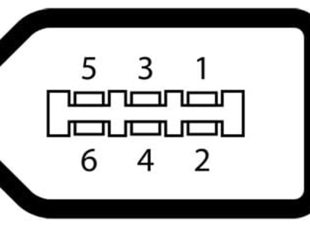 Pinbelegung des IEEE 1394a – Firewire® Stecker 