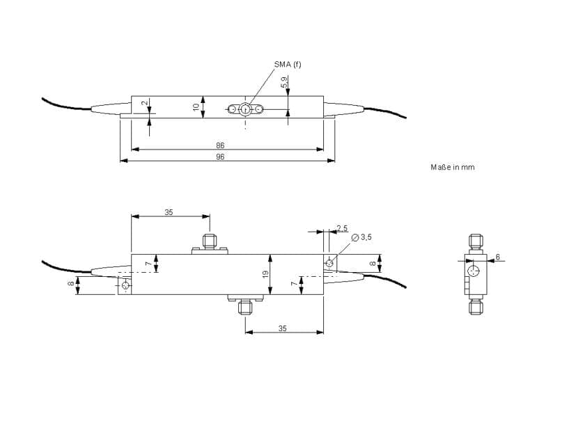 Standardgehäuse für Phasenmodulatoren PMXXX und Amplitudenmodulatoren AMXXX