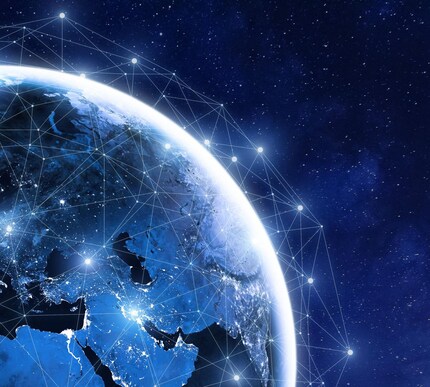 Welt mit digitalem Netz
