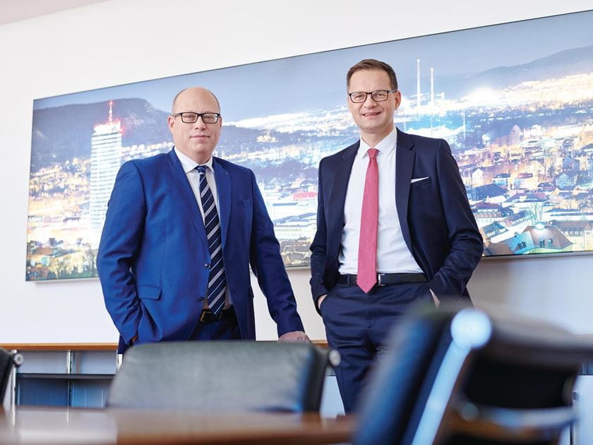 Jenoptik CFO Hans-Dieter Schumacher und CEO Dr. Stefan Traeger (von links)