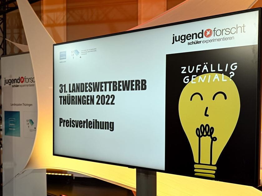 31. Landeswettbewerb Jugend forscht: Motto auf Bildschirm