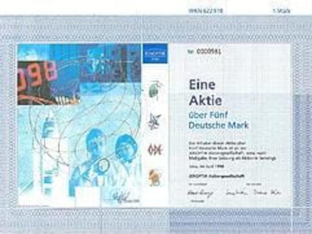 Eine Aktie über Fünf Deutsche Mark