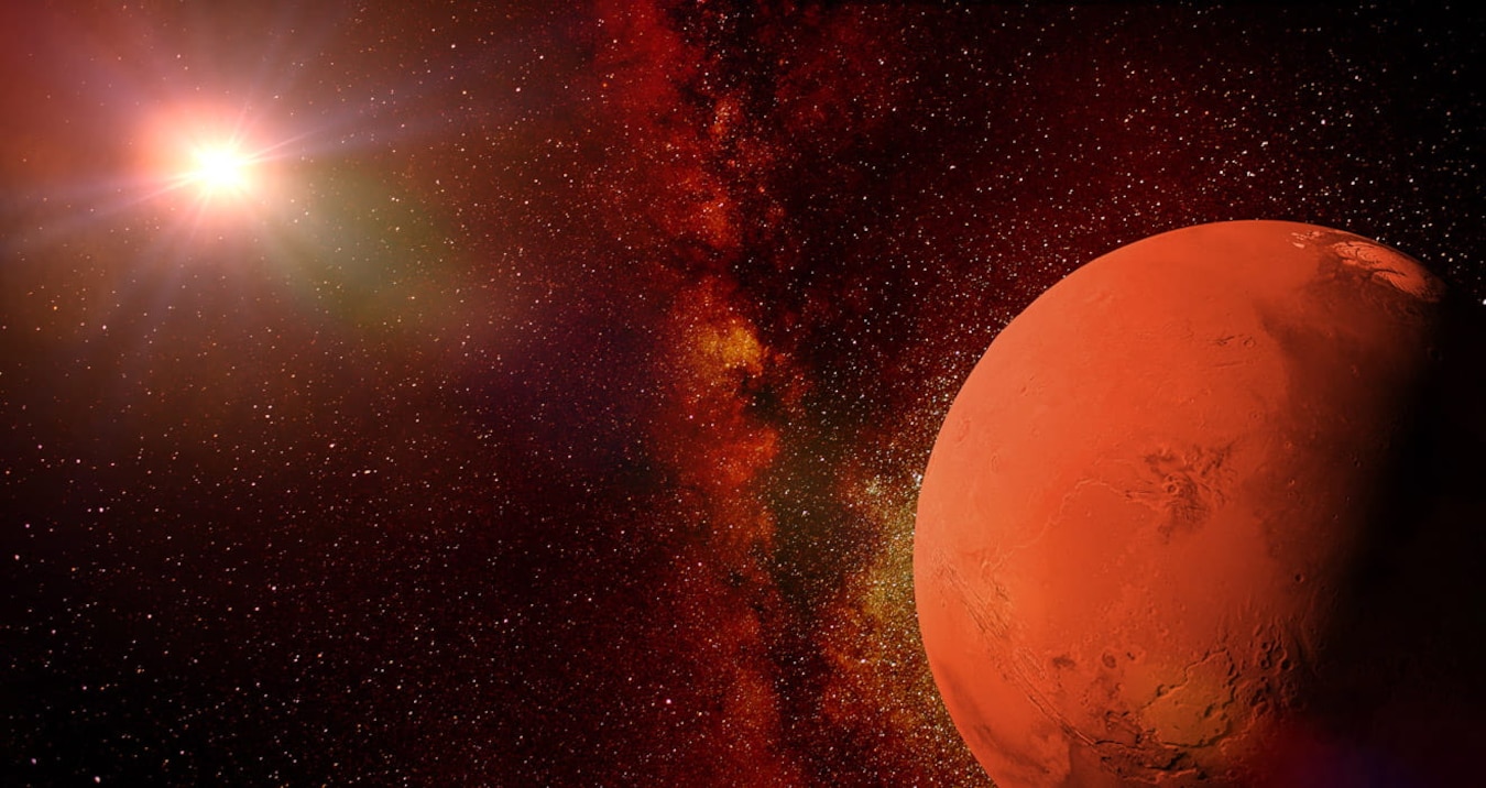Mars mit Kosmos im Hintergrund